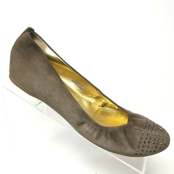 J Crew Cece Ballet Flat Womens Size 9 Brown Suede Studded Slip On Italy - Picture 1 of 9